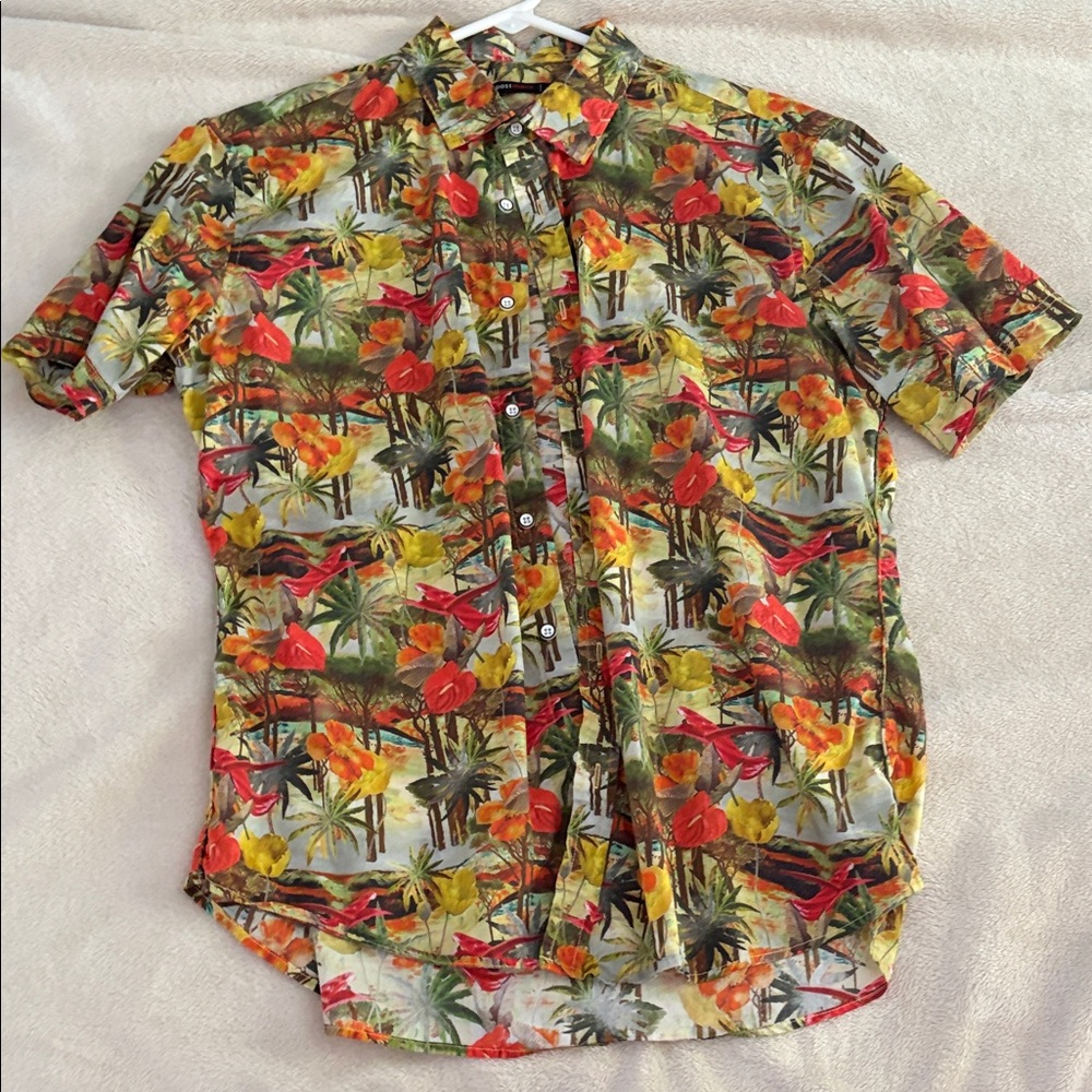 Vibrant Floral Men's Button Down Shirt